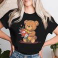 面白い花のテディベアコスチューム。 レディースTシャツ 彼女への贈り物