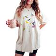 ハチドリと花のtシャツ レディースオーバーサイズコンフォートTシャツ Ivory
