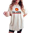 ハロン市 女性 男性 旅行 町 お父さん ベトナムタウン レディースオーバーサイズコンフォートTシャツ Ivory