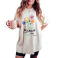 ピカソ 花 描画 クラシック アート グラフィック レディースオーバーサイズコンフォートTシャツ Ivory