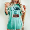 Jesus Is Lord – Christian Faithintage Born-Again Graphic レディースオーバーサイズコンフォートTシャツ Chalky Mint