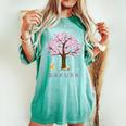 柴犬 和 桜 桜 花 木 春 レディースオーバーサイズコンフォートTシャツ Chalky Mint