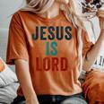 Jesus Is Lord – Christian Faithintage Born-Again Graphic レディースオーバーサイズコンフォートTシャツ Yam