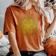 Vector Equilibrium 神聖なジオメトリーメタトロン 生命の花 レディースオーバーサイズコンフォートTシャツ Yam