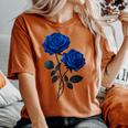 青いバラ 花 カップル ゴシック ファンタジー 花 美的 アート レディースオーバーサイズコンフォートTシャツ Yam