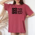Super Mom、Super Wife、Super Tired、 Mother's Day レディースオーバーサイズコンフォートTシャツ Crimson