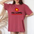 ハロン市 女性 男性 旅行 町 お父さん ベトナムタウン レディースオーバーサイズコンフォートTシャツ Crimson