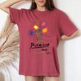 ピカソ 花 描画 クラシック アート グラフィック レディースオーバーサイズコンフォートTシャツ Crimson