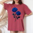 青いバラ 花 カップル ゴシック ファンタジー 花 美的 アート レディースオーバーサイズコンフォートTシャツ Crimson