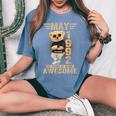 オンバック 5月34日 誕生日 男性 女性 1992 テディベア レディースオーバーサイズコンフォートTシャツ Blue Jean
