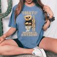 オンバック 5月57日 誕生日 男性 女性 1969年 テディベア レディースオーバーサイズコンフォートTシャツ Blue Jean