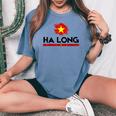 ハロン市 女性 男性 旅行 町 お父さん ベトナムタウン レディースオーバーサイズコンフォートTシャツ Blue Jean