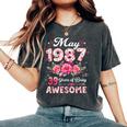 39歳 1987年5月 花柄 39歳 誕生日 男性 女性 レディースオーバーサイズコンフォートTシャツ Pepper