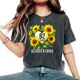 82歳 祝福された愛されたひまわりの花 ハート 82歳の誕生日 レディースオーバーサイズコンフォートTシャツ Pepper
