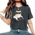 Dj Cat Techno Music Festival Lover Musician Women レディースオーバーサイズコンフォートTシャツ Pepper