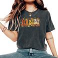 Habibi Retro 70S Typographyintage Flower Hippie Arabic レディースオーバーサイズコンフォートTシャツ Pepper