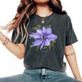 クレマチス 花 ボタニカル パープル フラワー レディースオーバーサイズコンフォートTシャツ Pepper