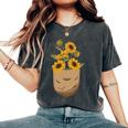 ゴッホ ひまわり ポケットアート 花柄 恋人スタイル 長袖tシャツ レディースオーバーサイズコンフォートTシャツ Pepper