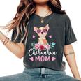 チワワの所有者のためのかわいいチワワのママサングラスの花 レディースオーバーサイズコンフォートTシャツ Pepper