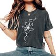 ラインアート 蘭の花 タトゥースタイル 長袖tシャツ レディースオーバーサイズコンフォートTシャツ Pepper