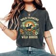 野の花と馬 ヴィンテージ 夕日 騎乗位 レディースオーバーサイズコンフォートTシャツ Pepper