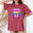 20 歳の誕生日、女の子 20 歳、蝶、数字 20 レディースオーバーサイズコンフォートTシャツ Crimson