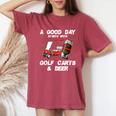 A Good Daytarts With Golf Carts And Beer 面白いゴルフ レディースオーバーサイズコンフォートTシャツ Crimson