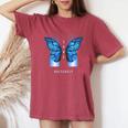 Blue Butterfly Beautiful Butterfly 長袖tシャツ レディースオーバーサイズコンフォートTシャツ Crimson