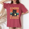 Coffee Because Murder Is Wrong ファニーブラックキャット ビンテージ レディースオーバーサイズコンフォートTシャツ Crimson