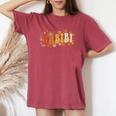 Habibi Retro 70S Typographyintage Flower Hippie Arabic レディースオーバーサイズコンフォートTシャツ Crimson