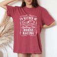 Id Rather Be Betting On Horse Racing 面白い 馬 ダービー ギフト 長袖tシャツ レディースオーバーサイズコンフォートTシャツ Crimson