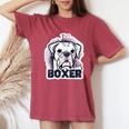 I Love My Boxer Dog Mom Dad Kawaii Dog Doodles ボクサー 犬 レディースオーバーサイズコンフォートTシャツ Crimson