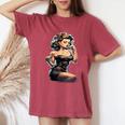 Pinup Girl ジュークボックス レコード音楽プレーヤー ヴィンテージ レディースオーバーサイズコンフォートTシャツ Crimson