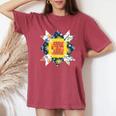 Quilters クラシック風防キルトブロック 花柄パッチワーク レディースオーバーサイズコンフォートTシャツ Crimson