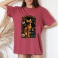 アビシニアン 猫 花 レディースオーバーサイズコンフォートTシャツ Crimson