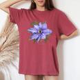 クレマチス 花 ボタニカル パープル フラワー レディースオーバーサイズコンフォートTシャツ Crimson