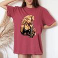 サックスを吹くピンナップの女の子 サックス奏者 ヴィンテージ レディースオーバーサイズコンフォートTシャツ Crimson