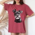 シュナウザー 顔 かわいい 犬好き 男性 女性 黒 白 レディースオーバーサイズコンフォートTシャツ Crimson