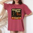 ナイアガラフォールズ カナダ アメリカ 夜の花火 スカイライン お土産 レディースオーバーサイズコンフォートTシャツ Crimson