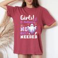 ハロウィンメイクのジョーク、女の子、面白い、英語で レディースオーバーサイズコンフォートTシャツ Crimson