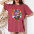 フローレンス・ナイチンゲール Groovy Nurse Go With Flo レトロレインボー レディースオーバーサイズコンフォートTシャツ Crimson