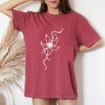 ラインアート 蘭の花 タトゥースタイル 長袖tシャツ レディースオーバーサイズコンフォートTシャツ Crimson