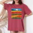 夏をテーマにしたカラフルな花畑 レディースオーバーサイズコンフォートTシャツ Crimson
