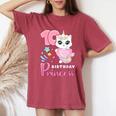 女の子、10歳の誕生日、ユニコーンキャット、ナンバー10 レディースオーバーサイズコンフォートTシャツ Crimson