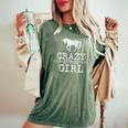 Crazy Horse Girl 、ストレスを感じたエクエストリアン愛好家へのギフト レディースオーバーサイズコンフォートTシャツ Moss