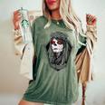 Dia De Los Muertos ハロウィン バラ メキシカンシュガースカル 女の子 レディースオーバーサイズコンフォートTシャツ Moss