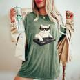 Dj Cat Techno Music Festival Lover Musician Women レディースオーバーサイズコンフォートTシャツ Moss