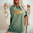 Habibi Retro 70S Typographyintage Flower Hippie Arabic レディースオーバーサイズコンフォートTシャツ Moss