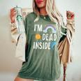 I'm Dead Inside Happy Rainbowunshine Dolphin ファニーtシャツ レディースオーバーサイズコンフォートTシャツ Moss