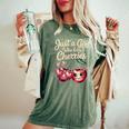 さくらんぼが大好きな女の子チェリーフルーツ好き レディースオーバーサイズコンフォートTシャツ Moss